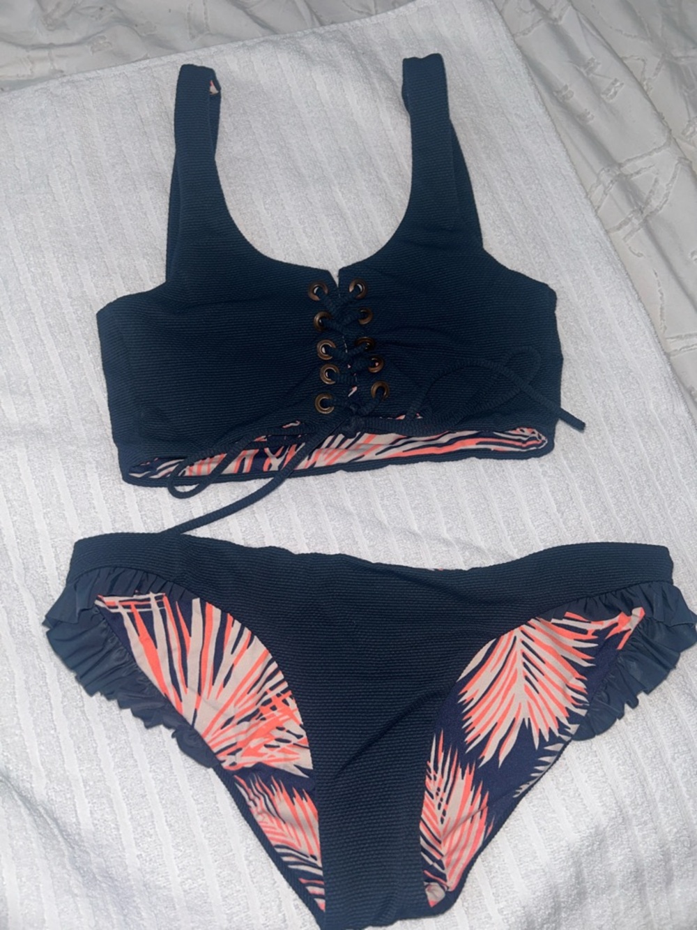Maaji Reversible Lace Up Bikini Top with matching bottoms
